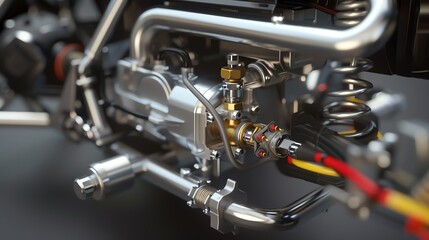 Fototapeta premium A detailed 3D render of an ATV fuel line assembly