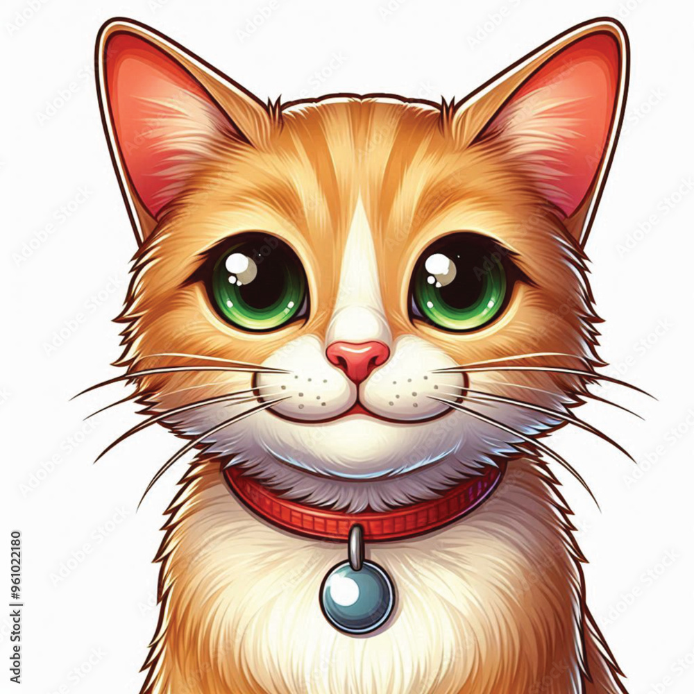 Sticker cute cat vector cartoon illustration