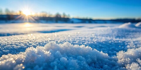Obraz premium Close up of a frozen winter landscape with snow covered trees and icy textures