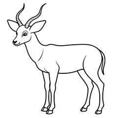 An Antelope. Children's illustration. Simplified, For coloring book