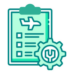 Maintenance report data clipboard icon representing the inspection and service report for an airplane.