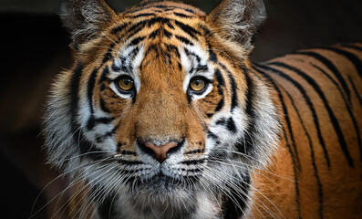 Fototapeta premium majestic tiger close up view, eyes filled with intensity