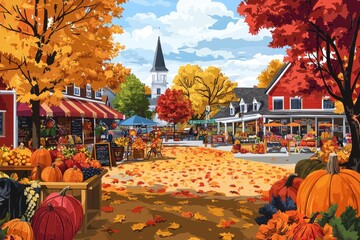 Autumn Harvest Festival in a Quaint Town.