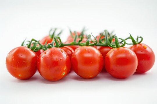 Vine-ripened cherry tomatoes with water droplets