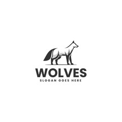 Vector Logo Illustration Wolf Simple Mascot Style