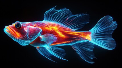 Fototapeta premium A fish with a blue tail and orange fins