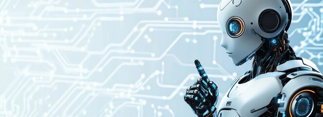 Obraz premium Technology banner with copyspace. The application of conceptual knowledge to achieve practical goals, especially in a reproducible way.