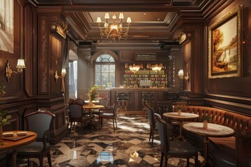 Obraz premium Classical Theme Cafe Interior