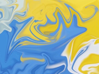 Abstract swirl liquid yellow and blue colors background.
