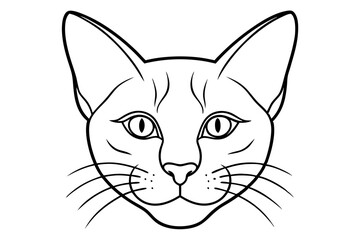 Cat head line art vector, cat outline drawing