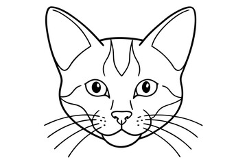  Cat head line art vector, cat outline drawing