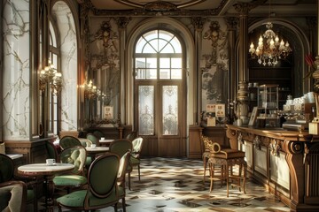 Naklejka premium Classical Theme Cafe Interior