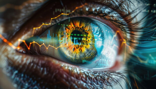 Human Eye with Stock Market Data Overlay