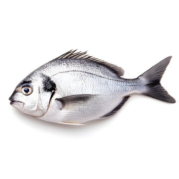 Close up of Fresh Madai Sea Bream Fish on White Background