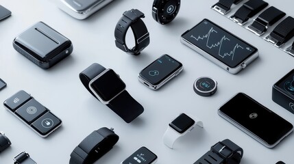 Modern Technology Devices Flat Lay.