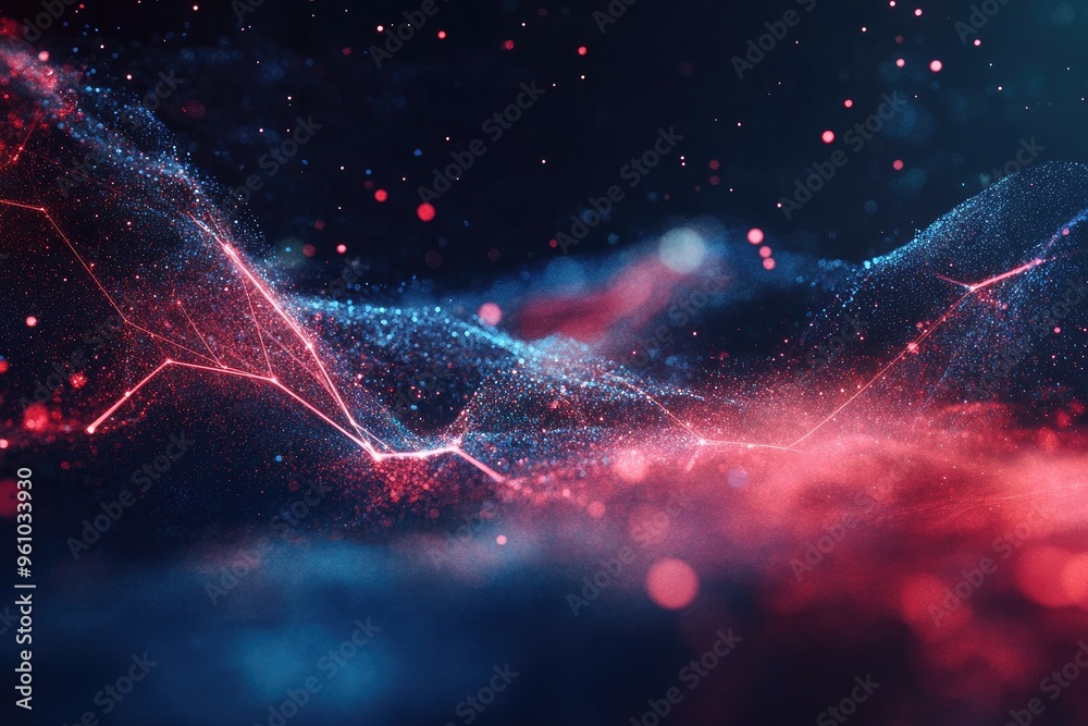 Wall mural a vibrant abstract background featuring dynamic waves of red and blue light, creating a sense of mot