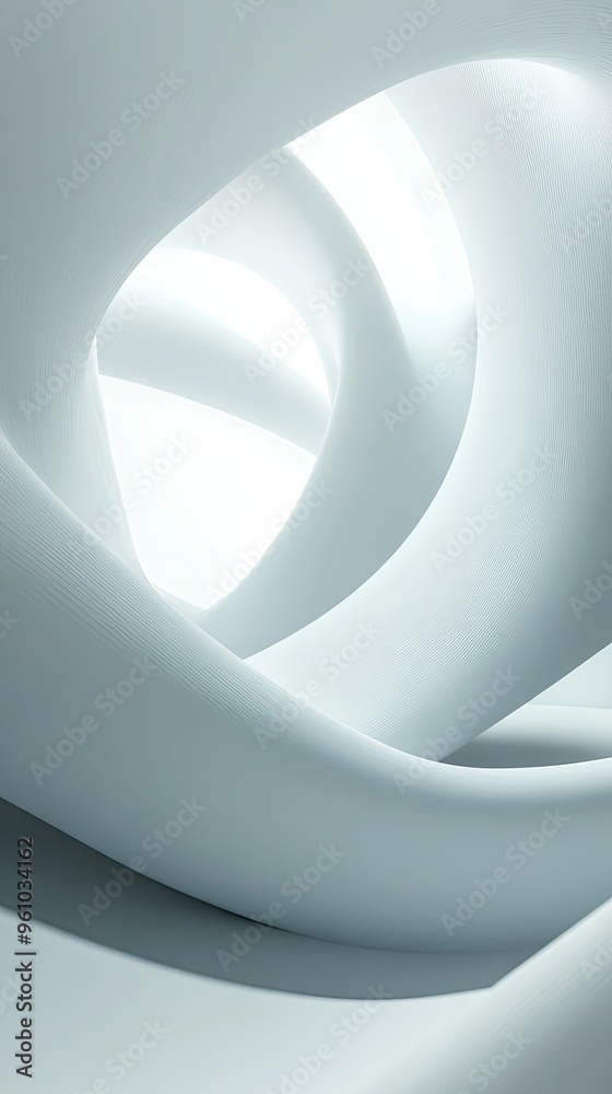 Sticker elegant abstract curves in soft white tones, creating a tranquil and modern atmosphere perfect for a