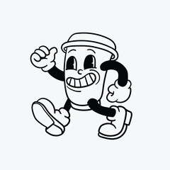 Coffee mug cartoon mascot character
