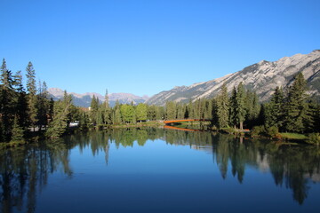 Bow River and Mountains In The Morning, Banff National Park, Alberta