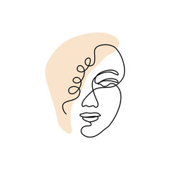 Female Face Line Art