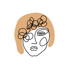 Female Face Line Art