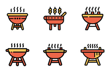 Barbecue icon bundle set design in vector style