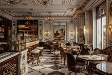 Naklejka premium Classical Theme Cafe Interior
