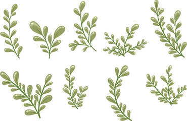 Bunch of green leaves illustration for decoration on garden , nature and organic lifestyle.