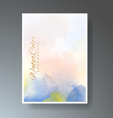 Cards with bright colorful vector watercolor background. Design for your date, postcard, banner.