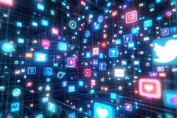 Fototapeta premium social media logos and stats