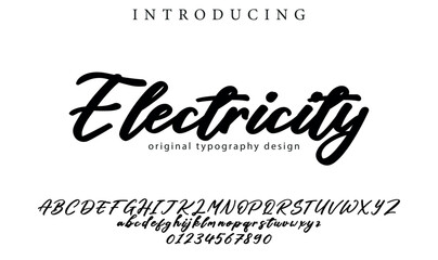 Electricity Font Stylish brush painted an uppercase vector letters, alphabet, typeface