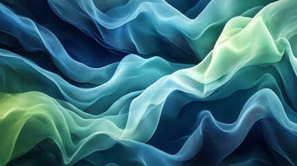 Obraz premium Abstract green and blue flowing fabric.