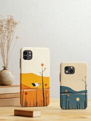 Stylish phone cases featuring artistic designs with nature elements, perfect for protecting your device while showcasing creativity.