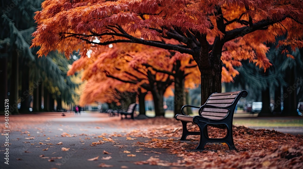 Canvas Prints autumn park bench