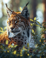Fototapeta premium Lynx in the forest, lynx in the natural environment