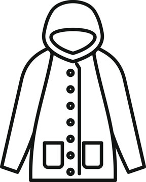 recommend clip art: Simple line art icon of a raincoat providing protection from the rain, perfect for websites and apps