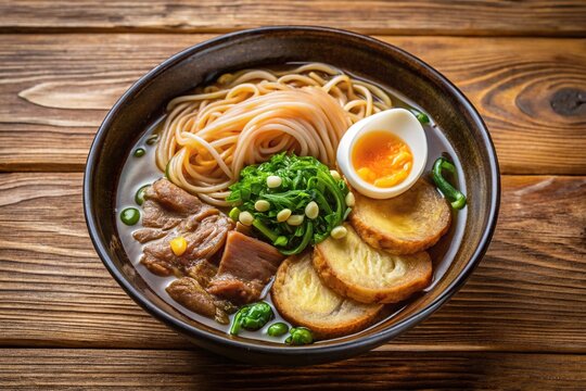 A unique fusion of Japanese ramen and La Paz batchoy, top view