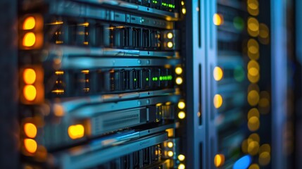 Naklejka premium Server Rack Closeup