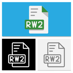Rw2 document file format. Complete collection of flat file format icons for application design. Can be used for websites, UI and interfaces.