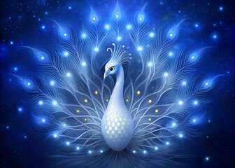 Fototapeta premium Diwali greeting card background with a white peacock