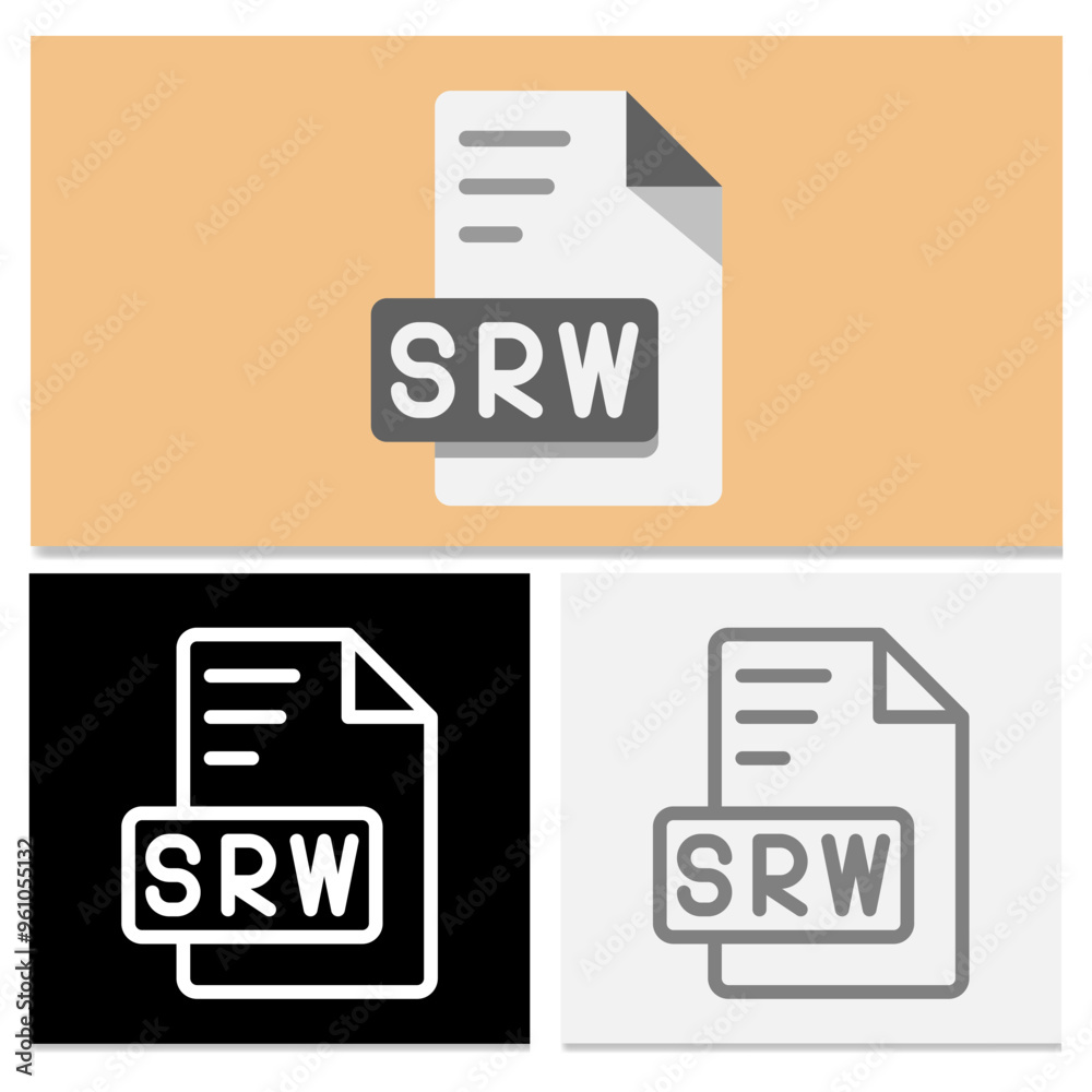 Fototapete Srw document file format. file type flat icon for innovative digital projects. Can be used for websites, UI and interfaces.