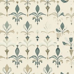 seamless pattern of delicate fleur-de-lis motifs in muted tones