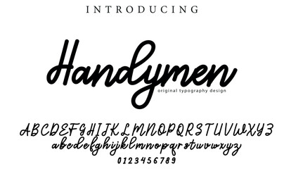 Handymen Font Stylish brush painted an uppercase vector letters, alphabet, typeface