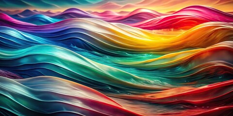 Abstract background of colorful flowing and translucent waves High Angle