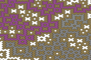 Colorful Geometric Tessellation Pattern - Abstract Puzzle Design in Purple, Green, and Grey