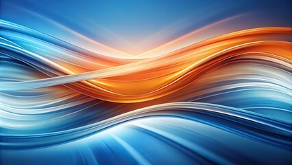Abstract background of smooth crossing waves in white blue and orange tones