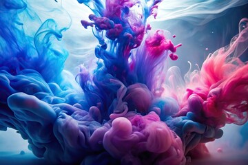 Obraz premium abstract background with blue pink and purple paint in water