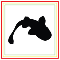 red tail catfish silhouette design on a white background