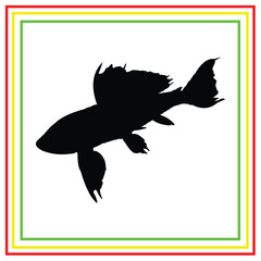 black freshwater ornamental fish silhouette vector design on a white background