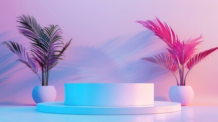 Obraz premium Podium mockup against colorful background.